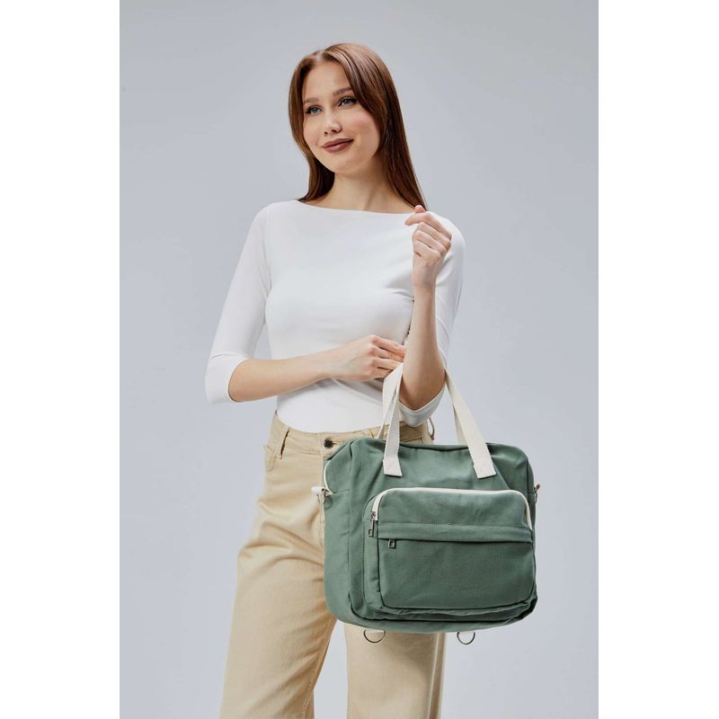 Fashion, accesorii si bijuterii - Femei - Accesorii femei - Genti si rucsacuri femei - Tote bag Lucky Bees, 33 x 30 x 10 cm, verde, 421BRG2246 - Infinity.ro