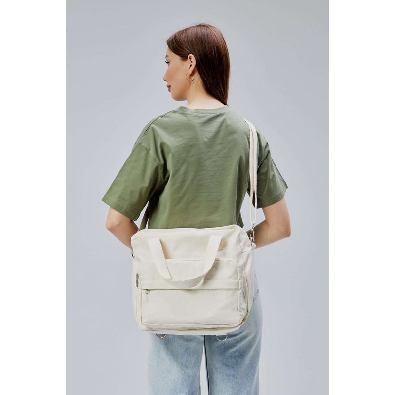 Fashion, accesorii si bijuterii - Femei - Accesorii femei - Genti si rucsacuri femei - Tote bag Lucky Bees, 33 x 30 x 10 cm, crem, 421BRG2248 - Infinity.ro
