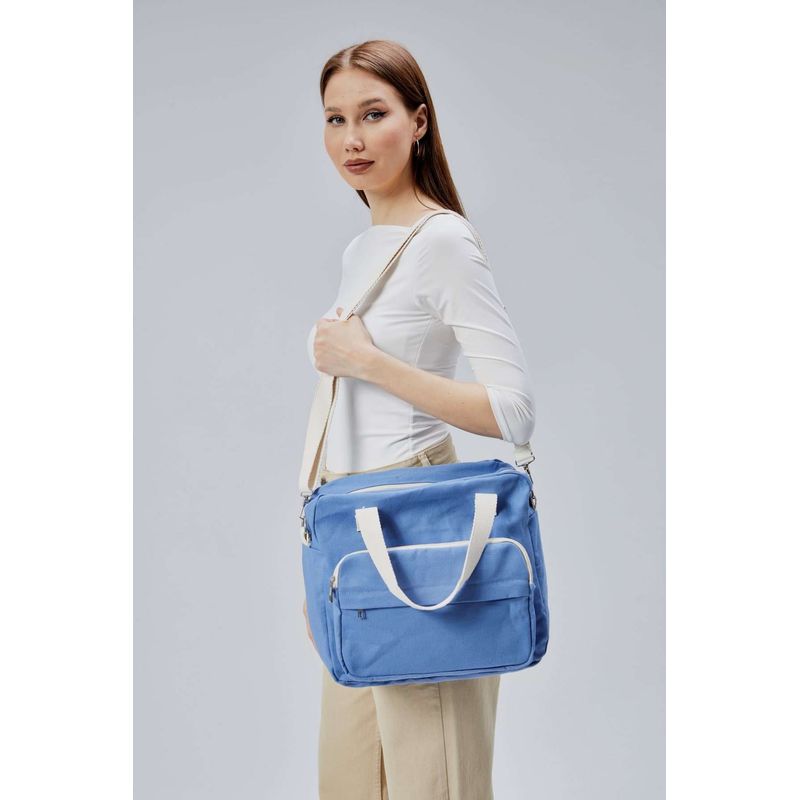 Fashion, accesorii si bijuterii - Femei - Accesorii femei - Genti si rucsacuri femei - Tote bag Lucky Bees, 33 x 30 x 10 cm, albastru, 421BRG2249 - Infinity.ro