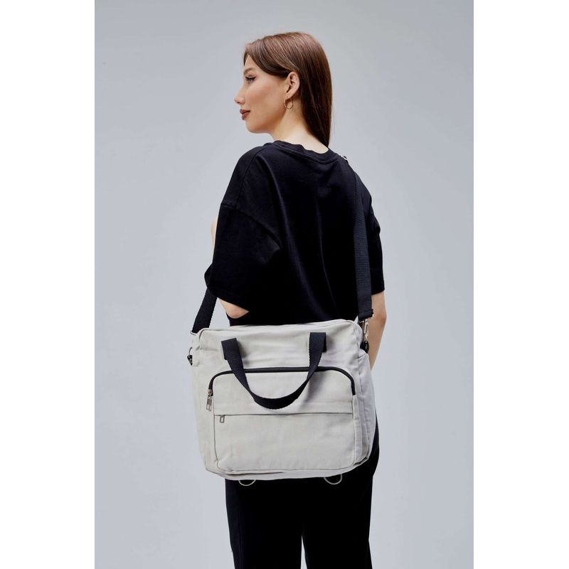 Fashion, accesorii si bijuterii - Femei - Accesorii femei - Genti si rucsacuri femei - Tote bag Lucky Bees, 33 x 30 x 10 cm, gri, 421BRG2250 - Infinity.ro