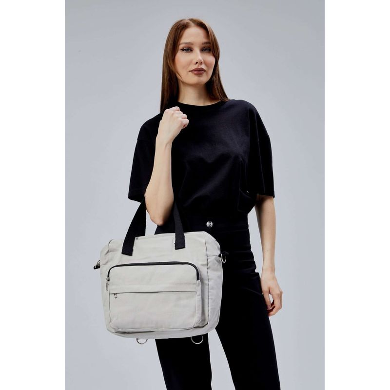 Fashion, accesorii si bijuterii - Femei - Accesorii femei - Genti si rucsacuri femei - Tote bag Lucky Bees, 33 x 30 x 10 cm, gri, 421BRG2250 - Infinity.ro