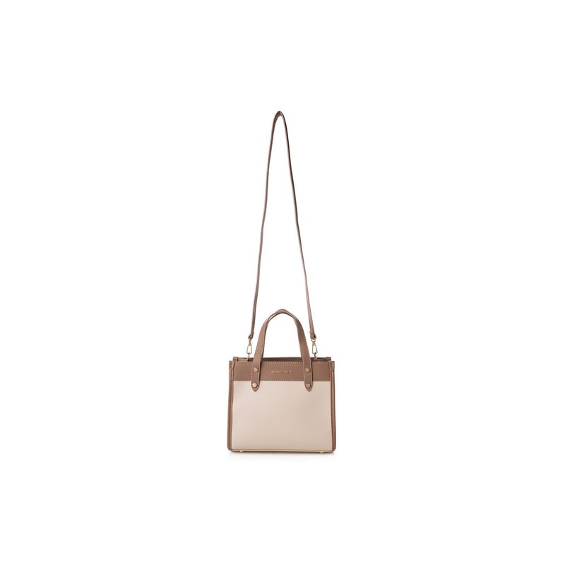 Fashion, accesorii si bijuterii - Femei - Accesorii femei - Genti si rucsacuri femei - Tote bag Lucky Bees, piele, 12 x 25 x 20 cm, crem și bej-cenușiu, 946VNC1217 - Infinity.ro