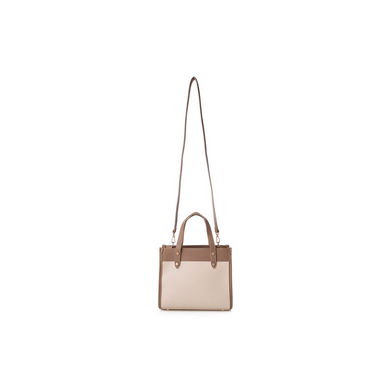 Fashion, accesorii si bijuterii - Femei - Accesorii femei - Genti si rucsacuri femei - Tote bag Lucky Bees, piele, 12 x 25 x 20 cm, crem și bej-cenușiu, 946VNC1217 - Infinity.ro