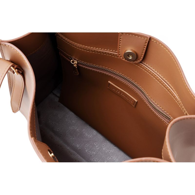 Fashion, accesorii si bijuterii - Femei - Accesorii femei - Genti si rucsacuri femei - Tote bag Lucky Bees, piele, 15 x 35 x 27 cm, tan, 946VNC1304 - Infinity.ro