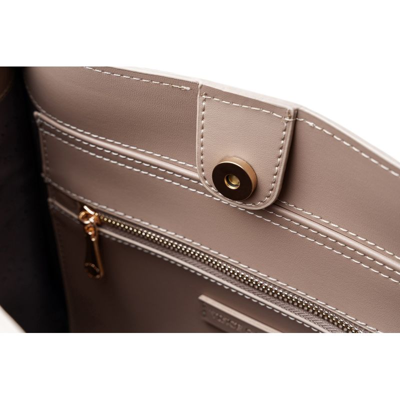 Fashion, accesorii si bijuterii - Femei - Accesorii femei - Genti si rucsacuri femei - Tote bag Lucky Bees, piele, 15 x 35 x 27 cm, bej-cenușiu, 946VNC1303 - Infinity.ro