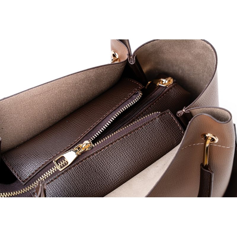 Fashion, accesorii si bijuterii - Femei - Accesorii femei - Genti si rucsacuri femei - Tote bag Lucky Bees, piele, 14 x 32 x 28 cm, bej-cenușiu, 946VNC1186 - Infinity.ro