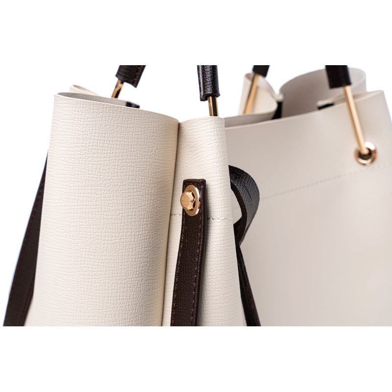 Fashion, accesorii si bijuterii - Femei - Accesorii femei - Genti si rucsacuri femei - Tote bag Lucky Bees, piele, 14 x 32 x 28 cm, crem, 946VNC1185 - Infinity.ro