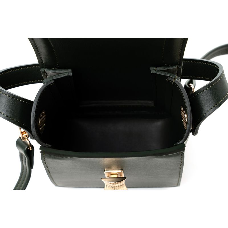 Fashion, accesorii si bijuterii - Femei - Accesorii femei - Genti si rucsacuri femei - Geantă crossbody Lucky Bees, piele, 7 x 13.5 x 17 cm, închis verde, 946VNC1159 - Infinity.ro
