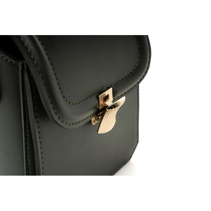 Fashion, accesorii si bijuterii - Femei - Accesorii femei - Genti si rucsacuri femei - Geantă crossbody Lucky Bees, piele, 7 x 13.5 x 17 cm, închis verde, 946VNC1159 - Infinity.ro