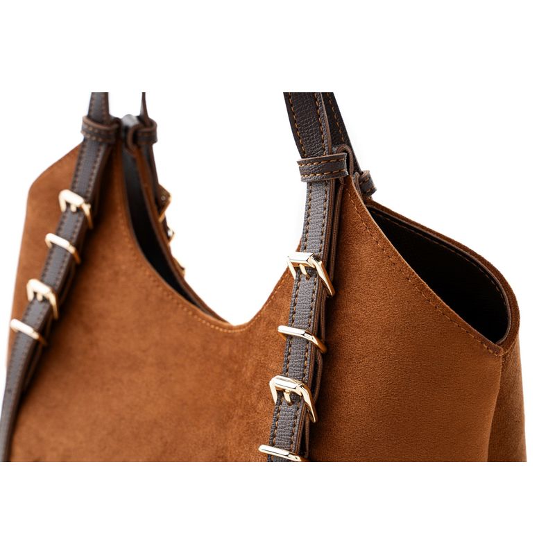 Fashion, accesorii si bijuterii - Femei - Accesorii femei - Genti si rucsacuri femei - Tote bag Lucky Bees, piele, 15 x 38 x 24 cm, maro, 946VNC1308 - Infinity.ro