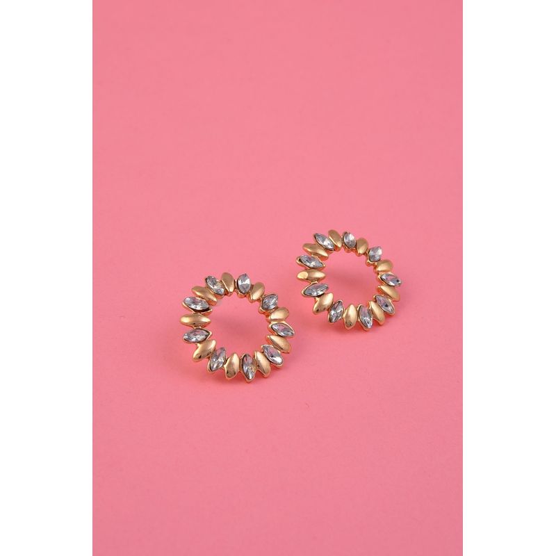 Fashion, accesorii si bijuterii - Femei - Bijuterii femei - Cercei femei - Cercei Heliophilia, alamă, 2.5 cm, auriu/argintiu, 511AUR1182 - Infinity.ro