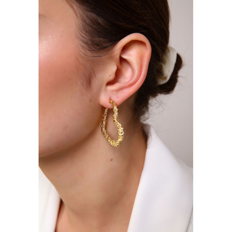 Fashion, accesorii si bijuterii - Femei - Bijuterii femei - Cercei femei - Cercei Heliophilia, alamă, 2.5 cm, auriu, 511AUR1356 - Infinity.ro
