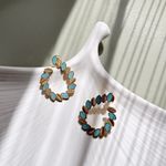 Fashion, accesorii si bijuterii - Femei - Bijuterii femei - Cercei femei - Cercei oțel Heliophilia, oțel inoxidabil, auriu/turcoaz, 426OPL1110 - Infinity.ro