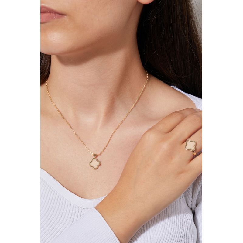 Fashion, accesorii si bijuterii - Femei - Bijuterii femei - Coliere femei - Set colier/inel metal Heliophilia, metal, auriu, 410ELK1533 - Infinity.ro