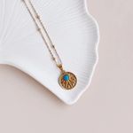 Fashion, accesorii si bijuterii - Femei - Bijuterii femei - Coliere femei - Colier oțel Heliophilia, oțel inoxidabil, 45 cm, auriu/turcoaz, 426OPL1179 - Infinity.ro