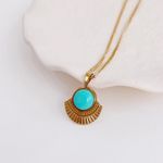 Fashion, accesorii si bijuterii - Femei - Bijuterii femei - Coliere femei - Colier oțel Heliophilia, oțel inoxidabil, 45 cm, turcoaz/auriu, 426OPL1175 - Infinity.ro