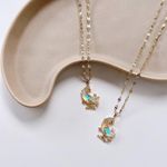 Fashion, accesorii si bijuterii - Femei - Bijuterii femei - Coliere femei - Colier oțel Heliophilia, oțel inoxidabil, 45 cm, auriu/turcoaz, 426OPL1125 - Infinity.ro