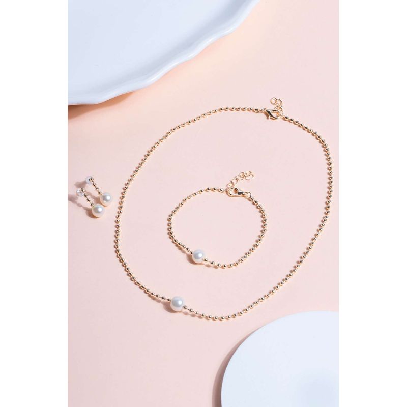 Fashion, accesorii si bijuterii - Femei - Bijuterii femei - Coliere femei - Set colier/brățară metal Heliophilia, metal, auriu, 410ELK1786 - Infinity.ro