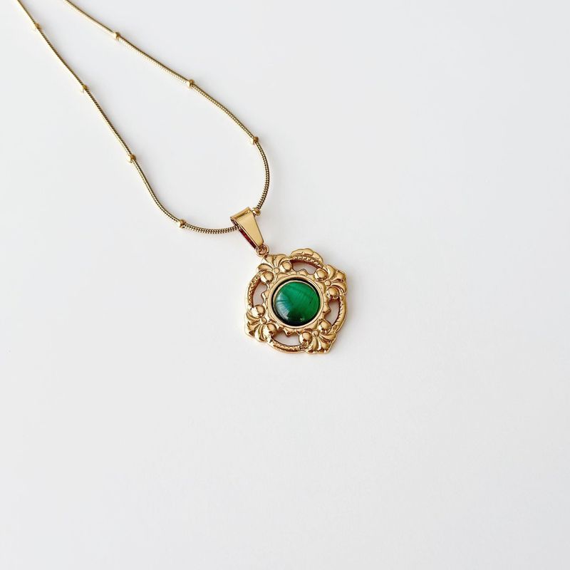 Fashion, accesorii si bijuterii - Femei - Bijuterii femei - Coliere femei - Colier oțel Heliophilia, oțel inoxidabil, 45 cm, auriu/verde, 426OPL1336 - Infinity.ro
