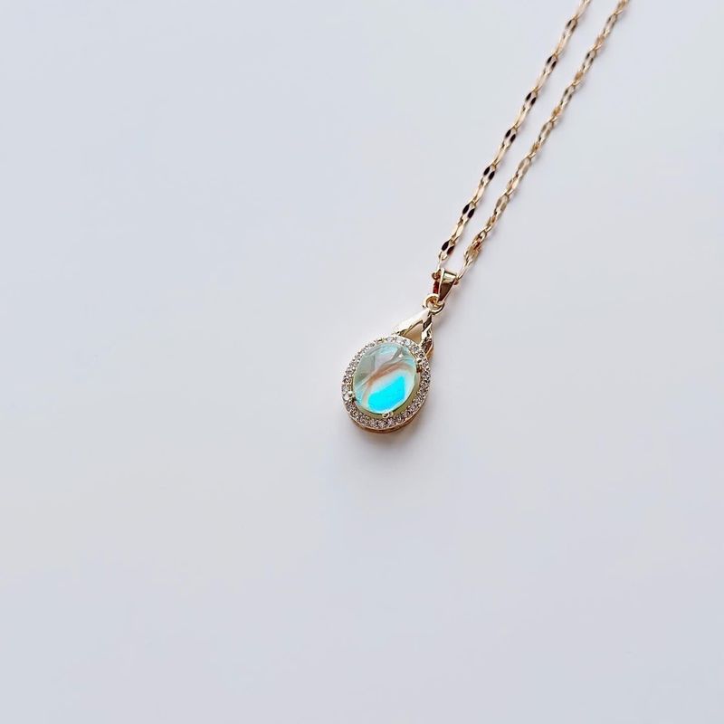 Fashion, accesorii si bijuterii - Femei - Bijuterii femei - Coliere femei - Colier oțel Heliophilia, oțel inoxidabil, 45 cm, auriu/aqua, 426OPL1261 - Infinity.ro