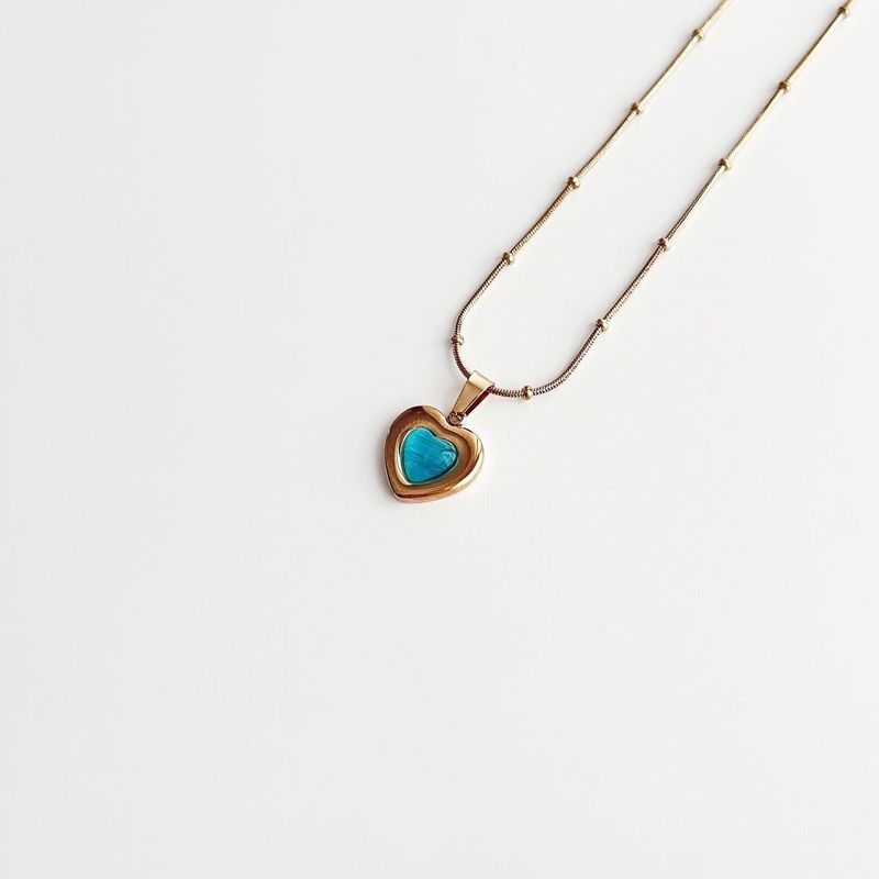 Fashion, accesorii si bijuterii - Femei - Bijuterii femei - Coliere femei - Colier oțel Heliophilia, oțel inoxidabil, 45 cm, auriu/aqua, 426OPL1290 - Infinity.ro