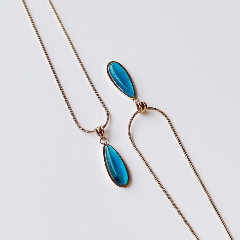 Fashion, accesorii si bijuterii - Femei - Bijuterii femei - Coliere femei - Colier oțel Heliophilia, oțel inoxidabil, 45 cm, auriu/turcoaz, 426OPL1239 - Infinity.ro