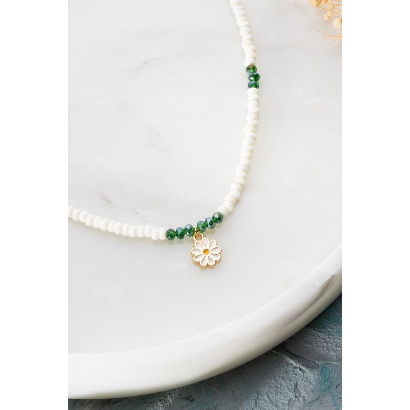 Fashion, accesorii si bijuterii - Femei - Bijuterii femei - Coliere femei - Colier Heliophilia, alamă, alb/verde, 911VRN1134 - Infinity.ro
