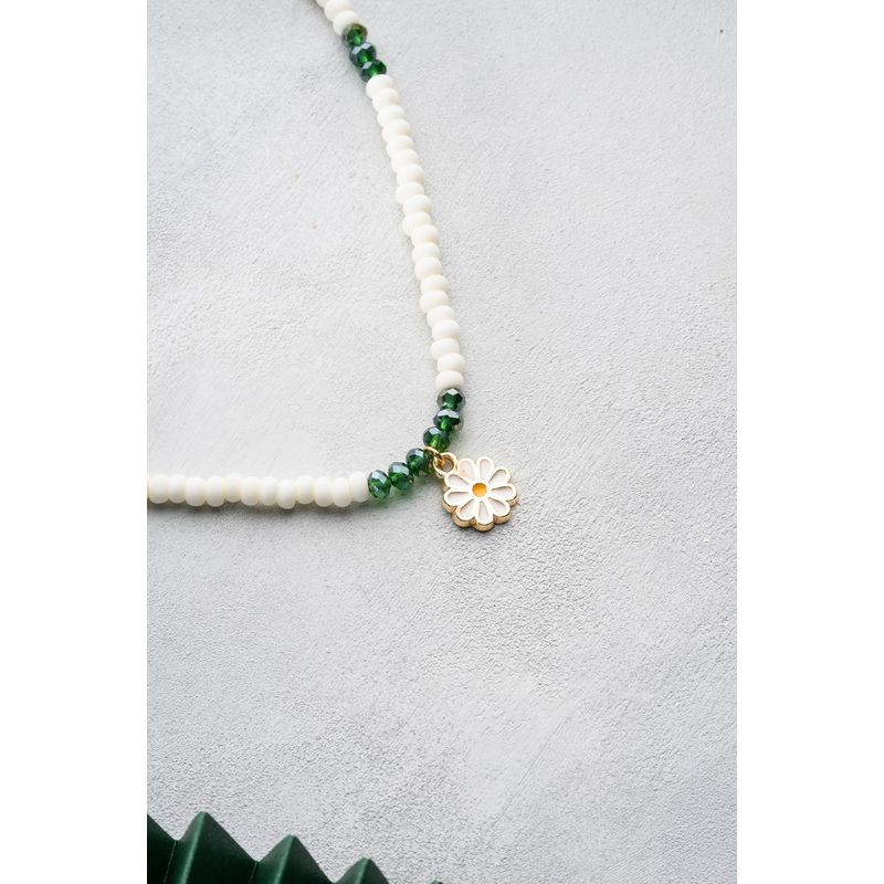 Fashion, accesorii si bijuterii - Femei - Bijuterii femei - Coliere femei - Colier Heliophilia, alamă, alb/verde, 911VRN1134 - Infinity.ro