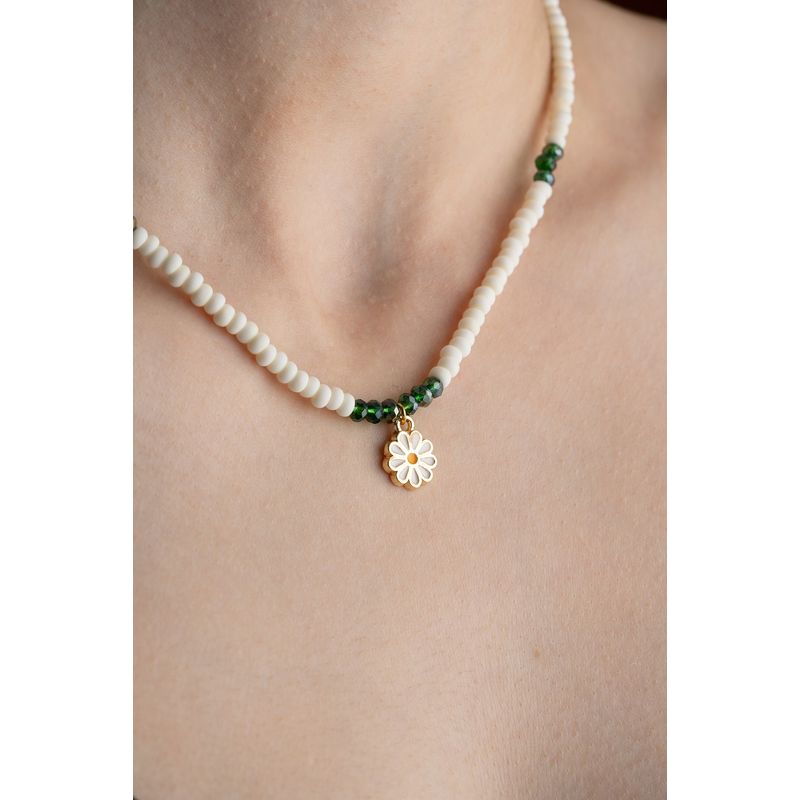 Fashion, accesorii si bijuterii - Femei - Bijuterii femei - Coliere femei - Colier Heliophilia, alamă, alb/verde, 911VRN1134 - Infinity.ro