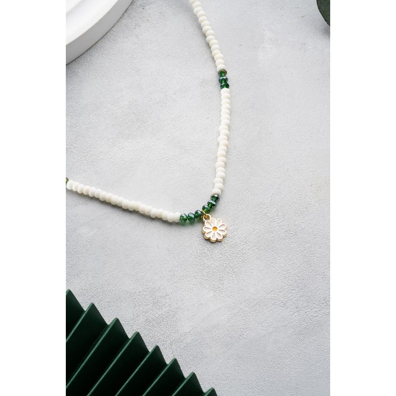 Fashion, accesorii si bijuterii - Femei - Bijuterii femei - Coliere femei - Colier Heliophilia, alamă, alb/verde, 911VRN1134 - Infinity.ro