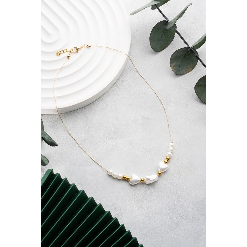 Fashion, accesorii si bijuterii - Femei - Bijuterii femei - Coliere femei - Colier Heliophilia, alamă, auriu/alb, 911VRN1139 - Infinity.ro