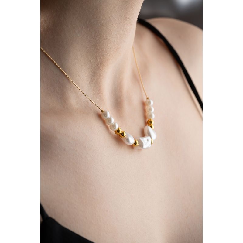 Fashion, accesorii si bijuterii - Femei - Bijuterii femei - Coliere femei - Colier Heliophilia, alamă, auriu/alb, 911VRN1139 - Infinity.ro