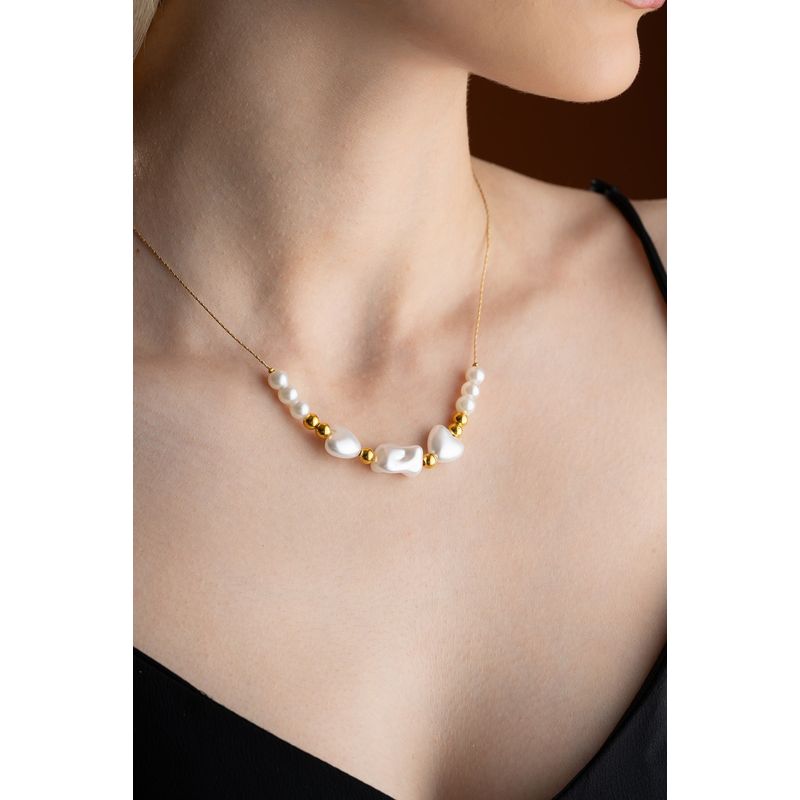 Fashion, accesorii si bijuterii - Femei - Bijuterii femei - Coliere femei - Colier Heliophilia, alamă, auriu/alb, 911VRN1139 - Infinity.ro