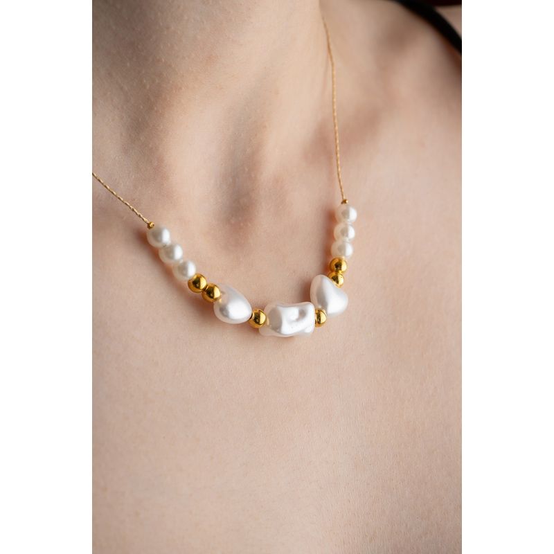 Fashion, accesorii si bijuterii - Femei - Bijuterii femei - Coliere femei - Colier Heliophilia, alamă, auriu/alb, 911VRN1139 - Infinity.ro