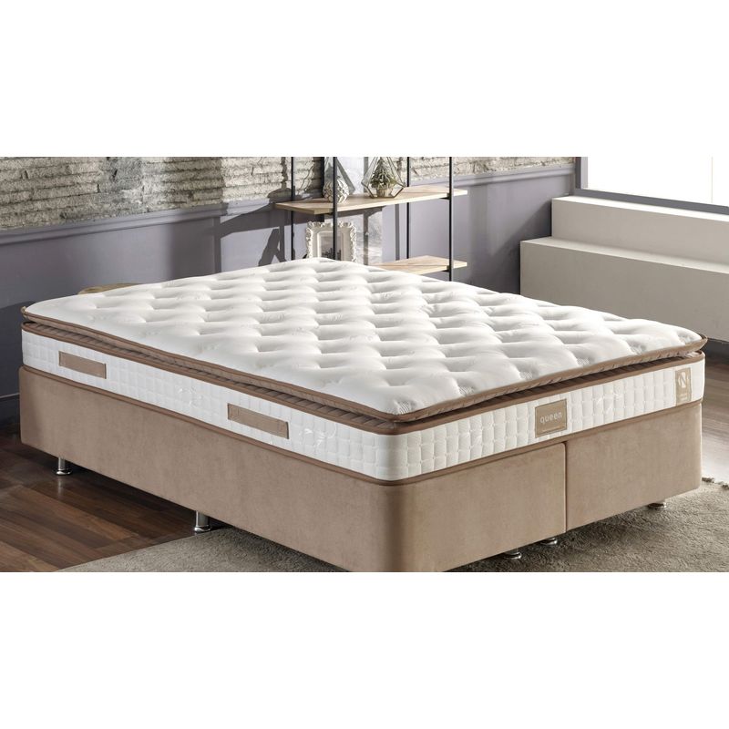 Casa si Gradina - Mobilier - Saltele si somiere - Saltele - Saltea Hanah Home, in/fetru, 200 x 200 x 25 cm, alb/maro, 480NRN1271 - Infinity.ro