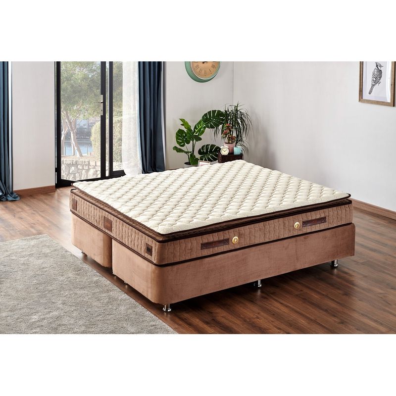 Casa si Gradina - Mobilier - Saltele si somiere - Saltele - Saltea Hanah Home, 100% bumbac/fetru, 150 x 200 x 25 cm, alb/maro, 480NRN1343 - Infinity.ro