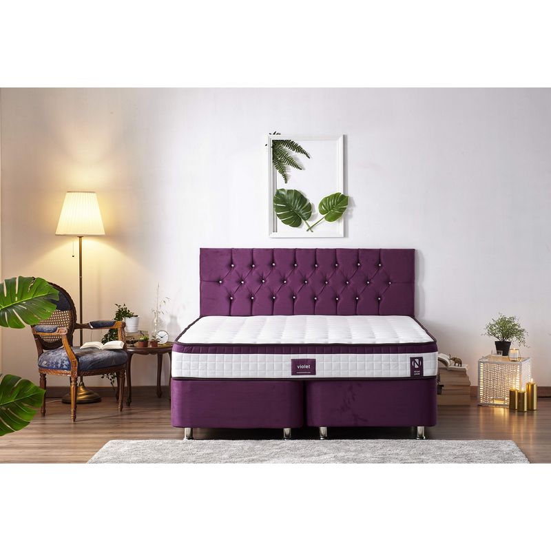 Casa si Gradina - Mobilier - Saltele si somiere - Saltele - Saltea Hanah Home, 200 x 200 x 23 cm, alb/mov, 480NRN1336 - Infinity.ro