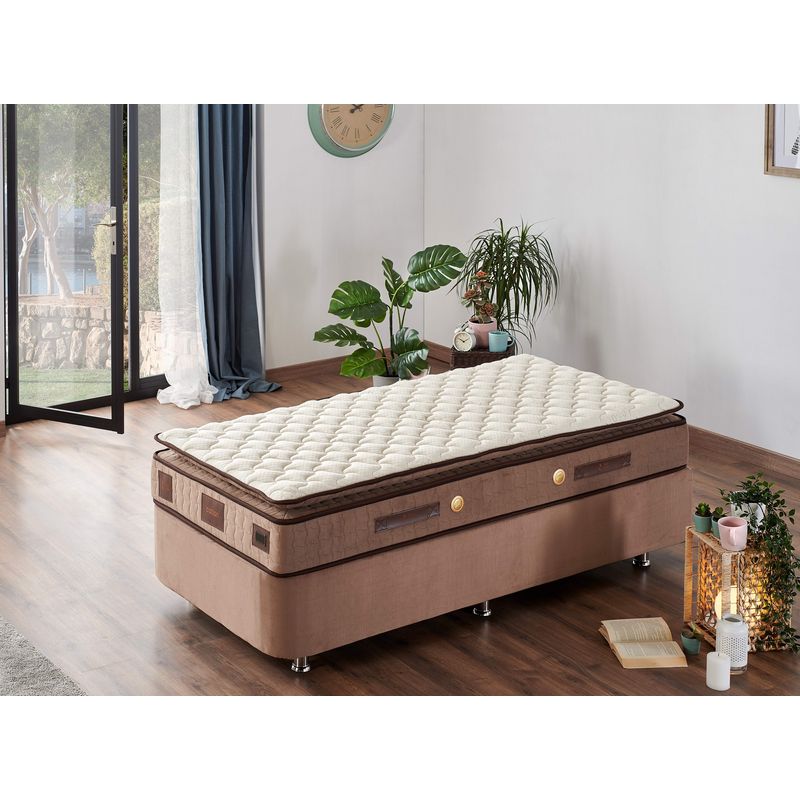 Casa si Gradina - Mobilier - Saltele si somiere - Saltele - Saltea Hanah Home, 100% bumbac/fetru, 90 x 200 x 25 cm, alb/maro, 480NRN1338 - Infinity.ro