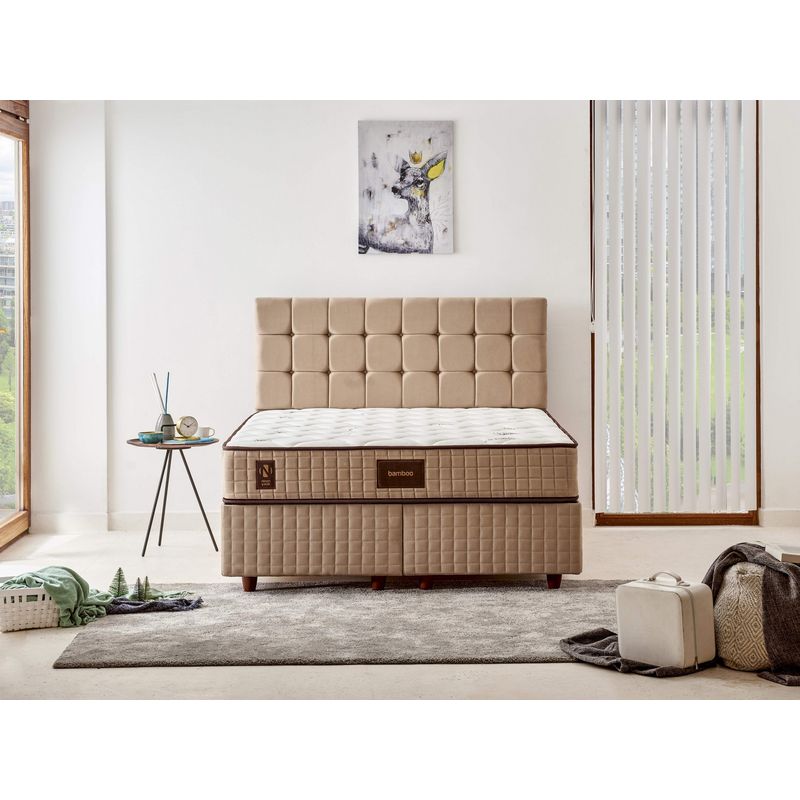 Casa si Gradina - Mobilier - Saltele si somiere - Saltele - Saltea Hanah Home, bambus, 200 x 200 cm, alb/bej/maro, 480NRN1110 - Infinity.ro