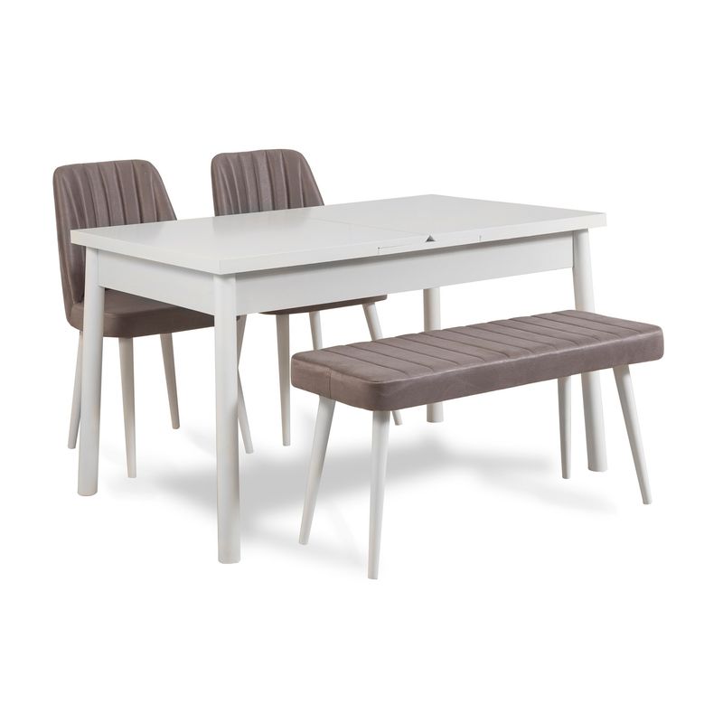 Casa si Gradina - Mobilier - Seturi de mobilier - Seturi mese si scaune - Set masă/scaune (5 bucăți) Hanah Home, PAL melaminat, 120 x 75 x 77 cm, alb/gri, 869VEL5277 - Infinity.ro