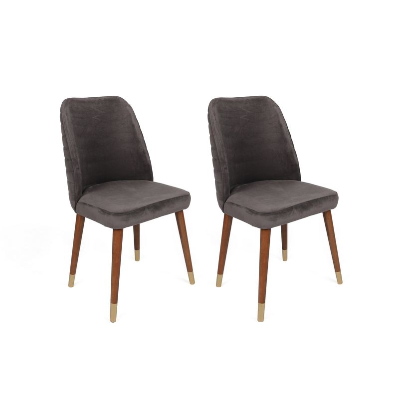 Casa si Gradina - Mobilier - Scaune si fotolii - Scaune - Set scaune (4 bucăți) Hanah Home, catifea, 50 x 49 x 90 cm, antracit/nuc/auriu, 974NMB1595 - Infinity.ro