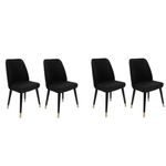 Casa si Gradina - Mobilier - Scaune si fotolii - Scaune - Set scaune (4 bucăți) Hanah Home, catifea, 50 x 49 x 90 cm, negru/auriu, 974NMB1593 - Infinity.ro