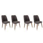 Casa si Gradina - Mobilier - Scaune si fotolii - Scaune - Set scaune (4 bucăți) Hanah Home, catifea, 50 x 49 x 90 cm, antracit/nuc/auriu, 974NMB1595 - Infinity.ro
