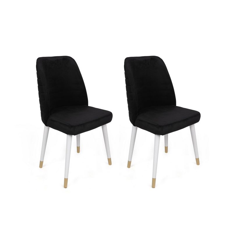 Casa si Gradina - Mobilier - Scaune si fotolii - Scaune - Set scaune (4 bucăți) Hanah Home, catifea, 50 x 49 x 90 cm, negru/alb/auriu, 974NMB1602 - Infinity.ro