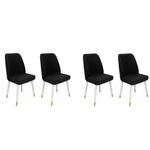 Casa si Gradina - Mobilier - Scaune si fotolii - Scaune - Set scaune (4 bucăți) Hanah Home, catifea, 50 x 49 x 90 cm, negru/alb/auriu, 974NMB1602 - Infinity.ro
