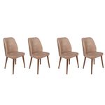 Casa si Gradina - Mobilier - Scaune si fotolii - Scaune - Set scaune (4 bucăți) Hanah Home, catifea, 50 x 49 x 90 cm, bej-cenușiu/nuc, 974NMB1582 - Infinity.ro