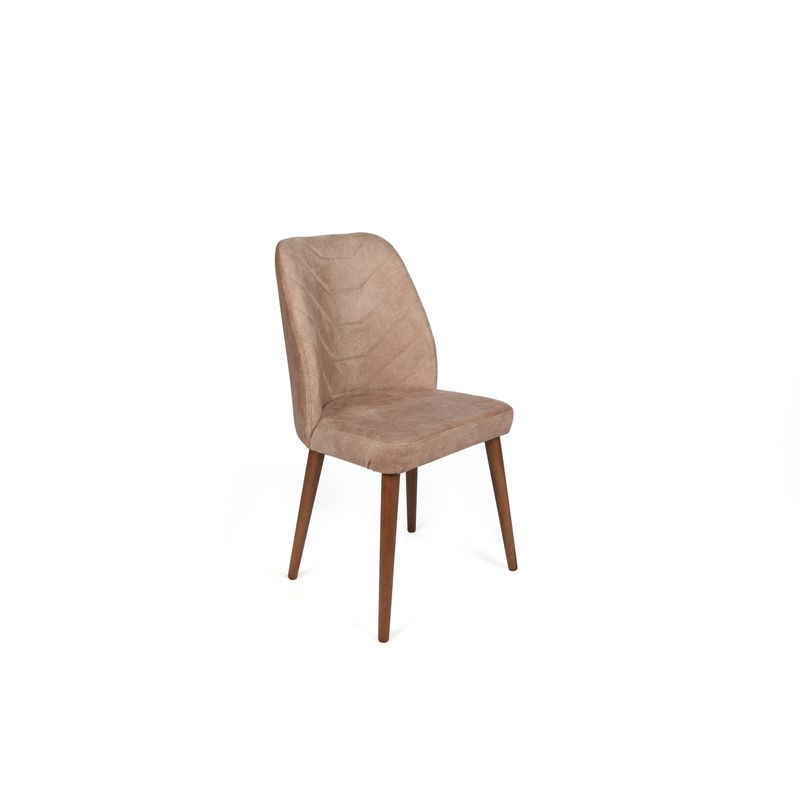 Casa si Gradina - Mobilier - Scaune si fotolii - Scaune - Set scaune (4 bucăți) Hanah Home, catifea, 50 x 49 x 90 cm, bej-cenușiu/nuc, 974NMB1582 - Infinity.ro