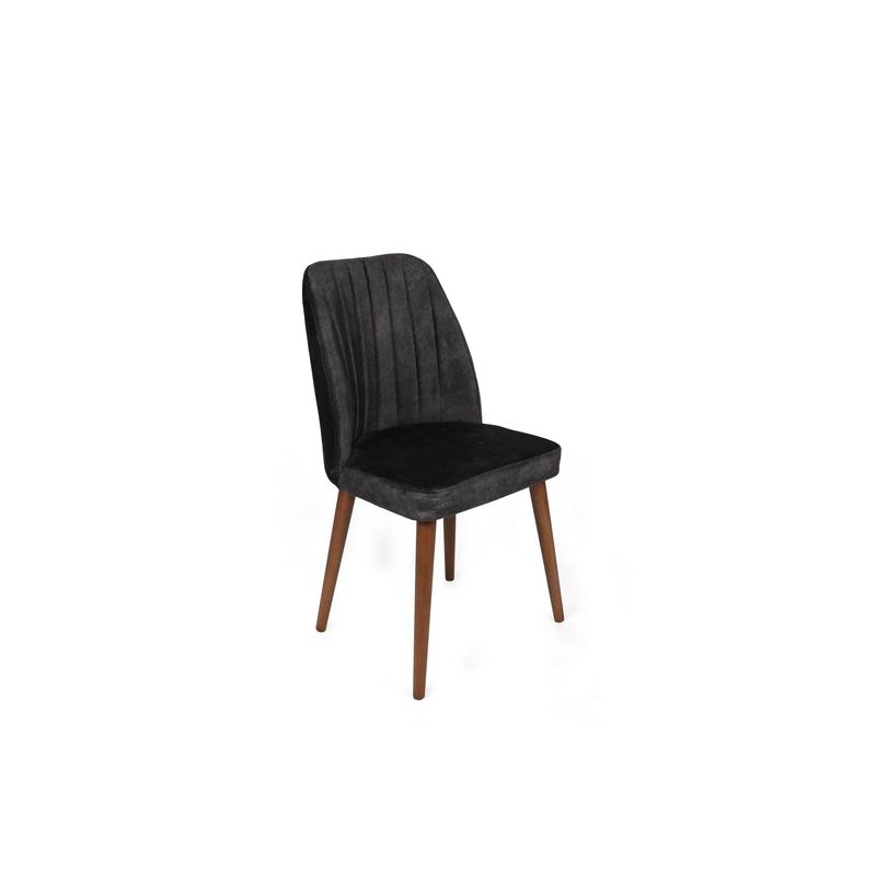 Casa si Gradina - Mobilier - Scaune si fotolii - Scaune - Set scaune (4 bucăți) Hanah Home, catifea, 50 x 49 x 90 cm, antracit/nuc, 974NMB1565 - Infinity.ro