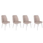 Casa si Gradina - Mobilier - Scaune si fotolii - Scaune - Set scaune (4 bucăți) Hanah Home, catifea, 50 x 49 x 90 cm, crem/alb, 974NMB1571 - Infinity.ro