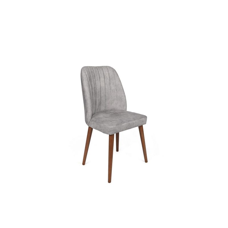 Casa si Gradina - Mobilier - Scaune si fotolii - Scaune - Set scaune (4 bucăți) Hanah Home, catifea, 50 x 49 x 90 cm, gri/nuc, 974NMB1566 - Infinity.ro